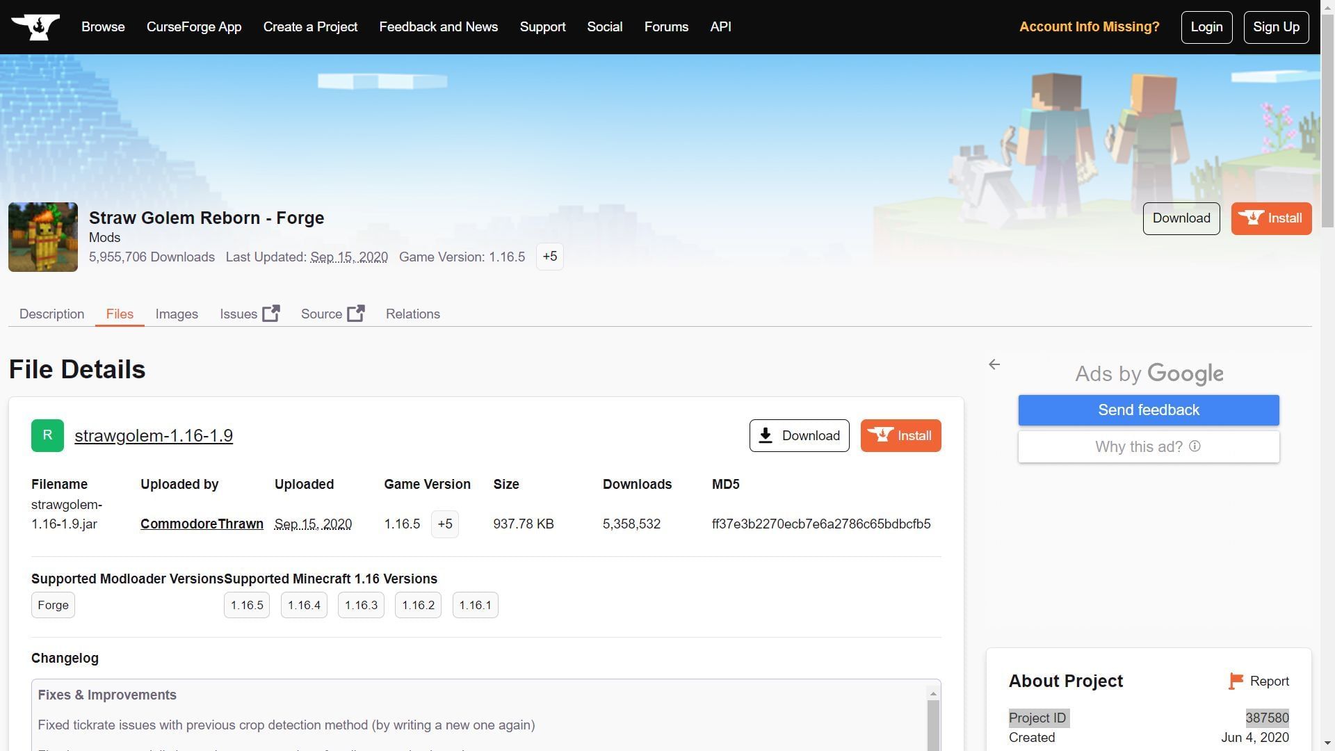 How to download the Straw Golem mod in Minecraft?