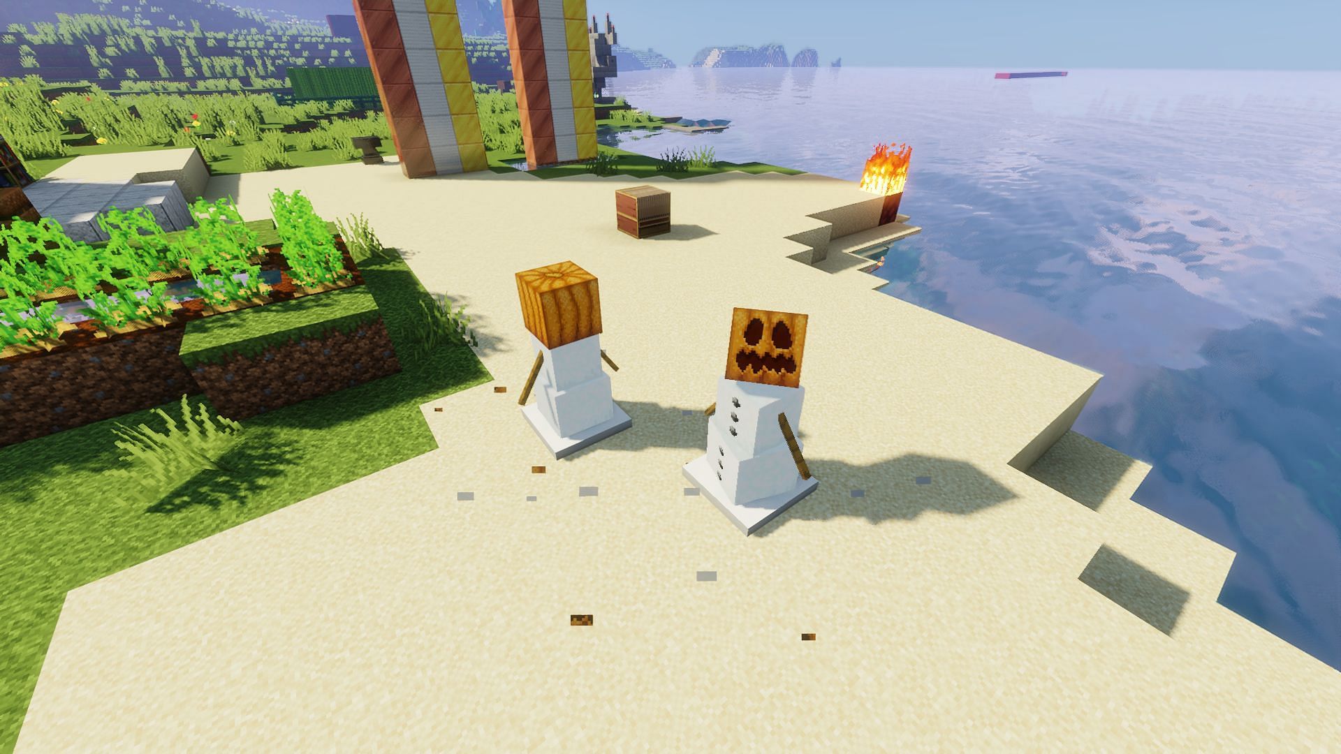 A pair of snow golems (Image via Minecraft)