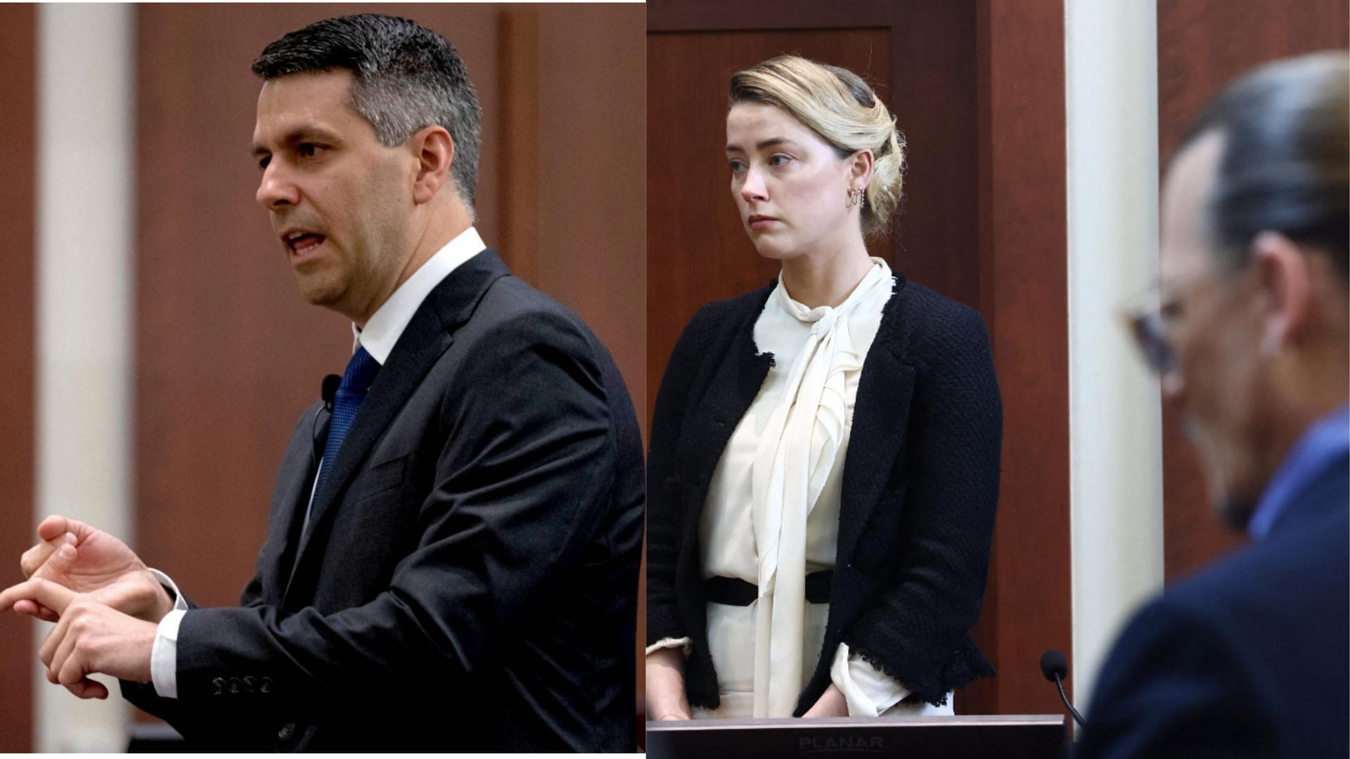Ben Rottenborn, Amber Heard, and Johnny Depp in the trial (Image via Brendan Smialowski, and Jim Lo Scalzo/AFP/Getty Images)