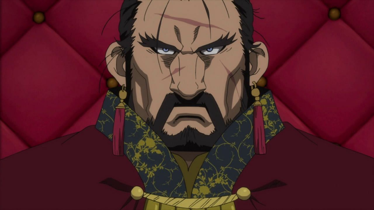 Andragoras III as seen in the anime The Heroic Legend of Arslan (Image via Wit Studio)