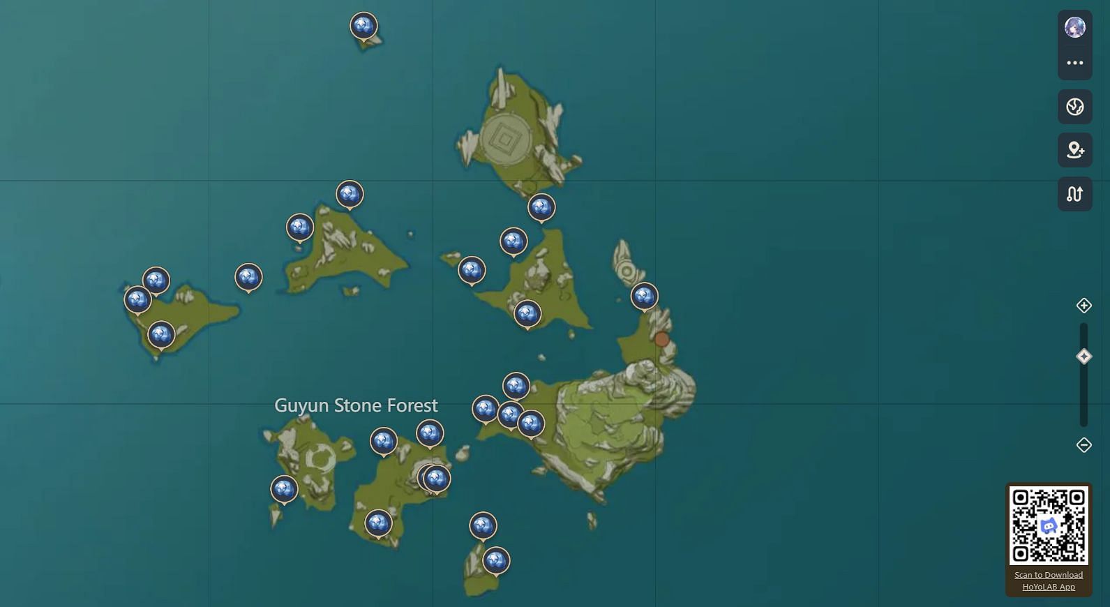 Starconches in Guyun Stone Forest (Image via Interactive Map)