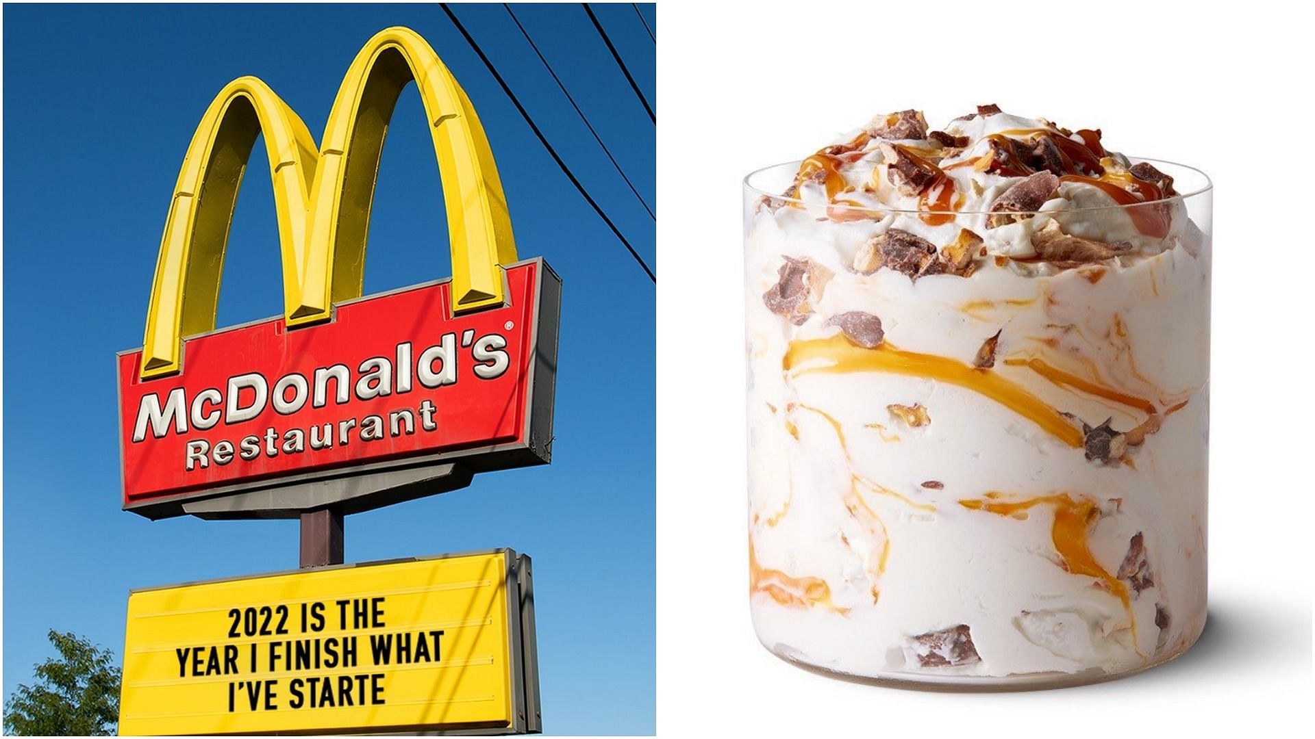 McDonald&#039;s is releasing a new Pretzel McFlurry (Image via @mcdonalds/Instagram and @dshimogawa/Twitter)