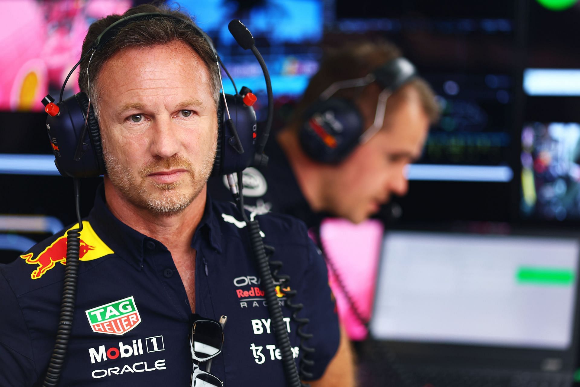 Red Bull team principal Christian Horner during the 2022 F1 Spanish GP (Photo by Mark Thompson/Getty Images)