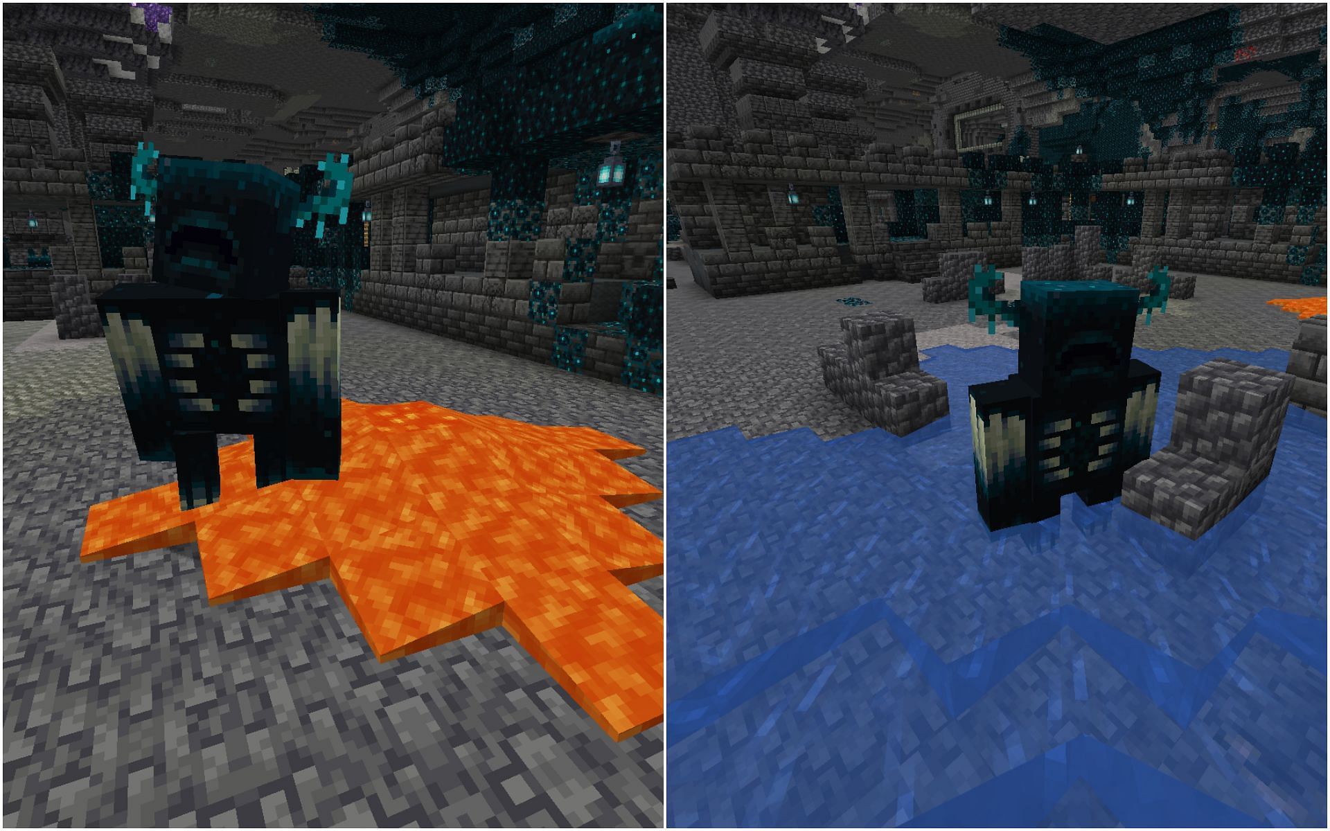 They slow down because of these liquids (Image via Minecraft)