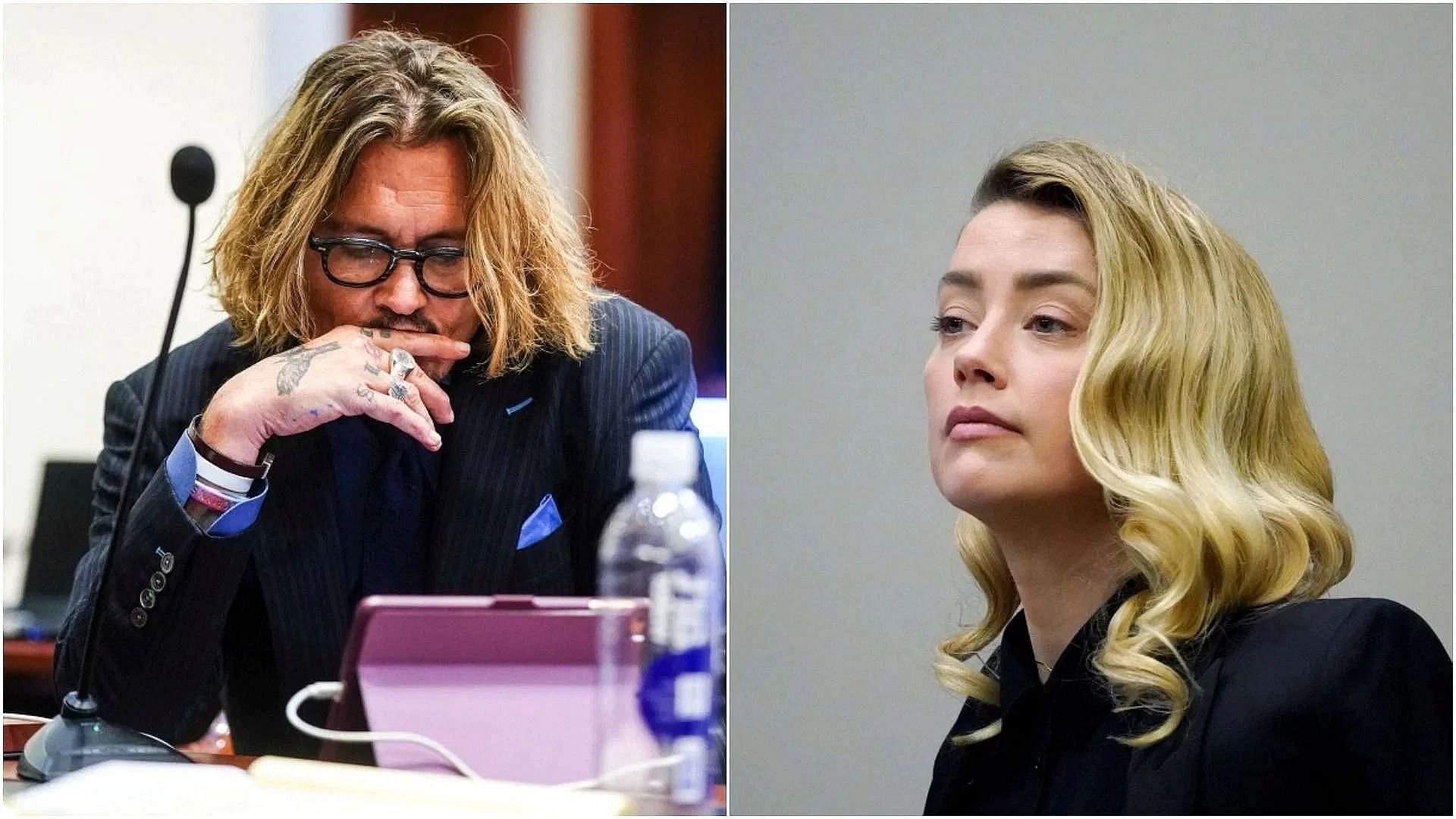 Johnny Depp and Amber Heard in court (Image via Pool/AFP/Getty Images)