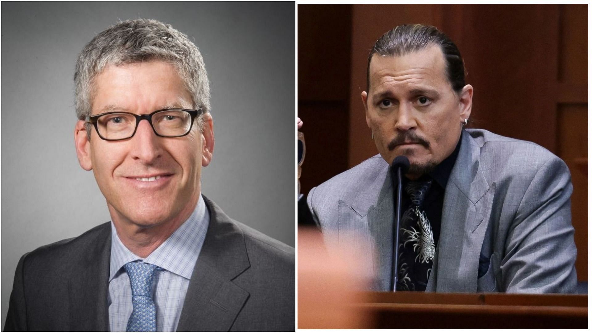 Dr. Richard Gilbert and Johnny Depp in the trial (Image via richardsgilbertmd.com, and Evelyn Hockstein/AFP/Getty Images)
