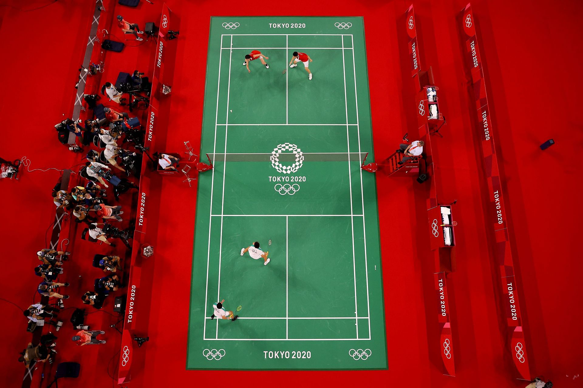A badminton match in progress at the Tokyo Olympics. (PC: Getty Images)