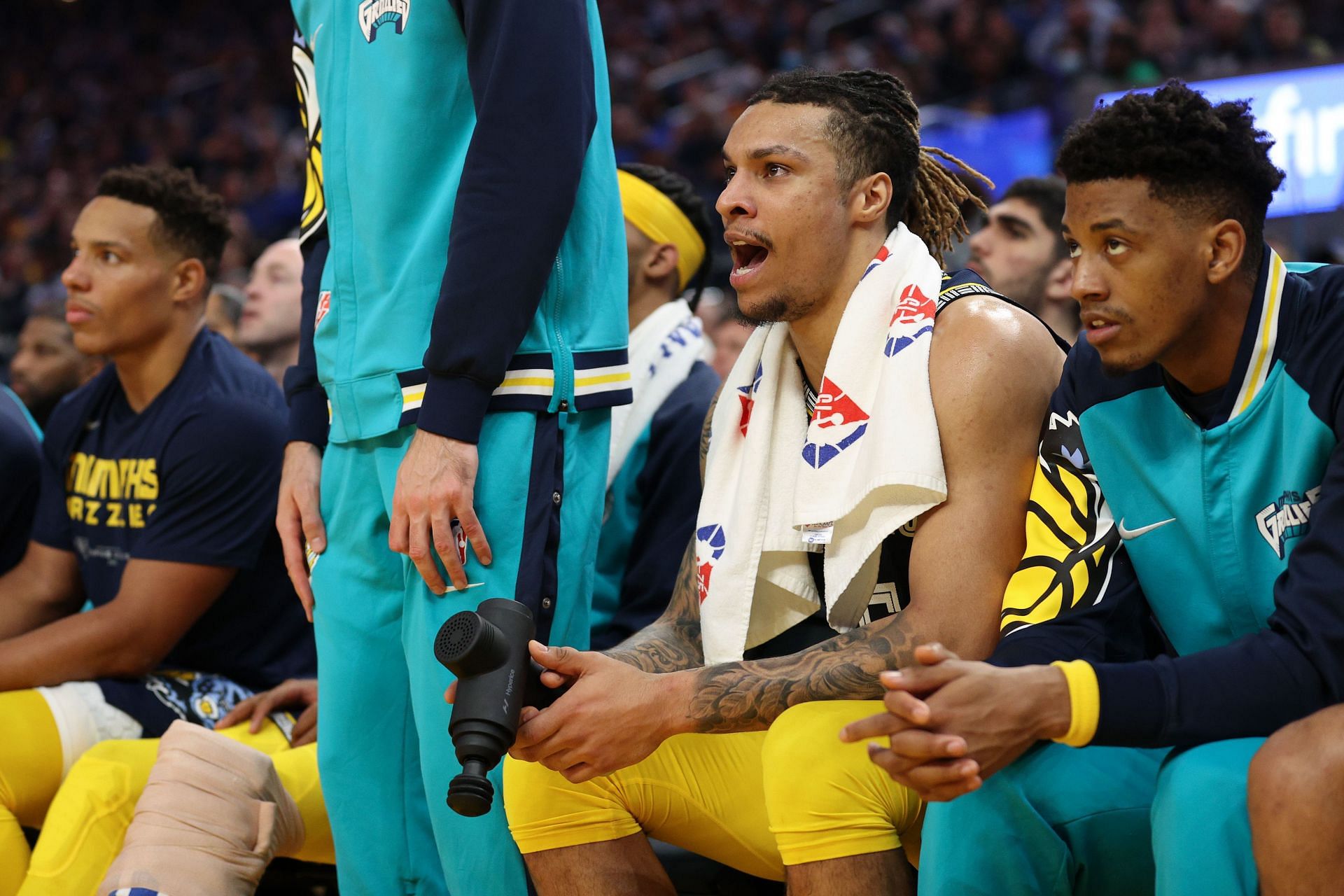 Brandon Clarke of the Memphis Grizzlies on the bench