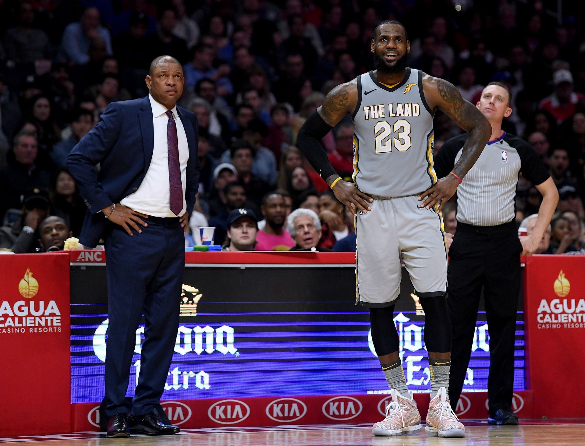 LeBron James with the Cleveland Cavaliers in 2018 alongside then LA Clippers head coach Doc Rivers.