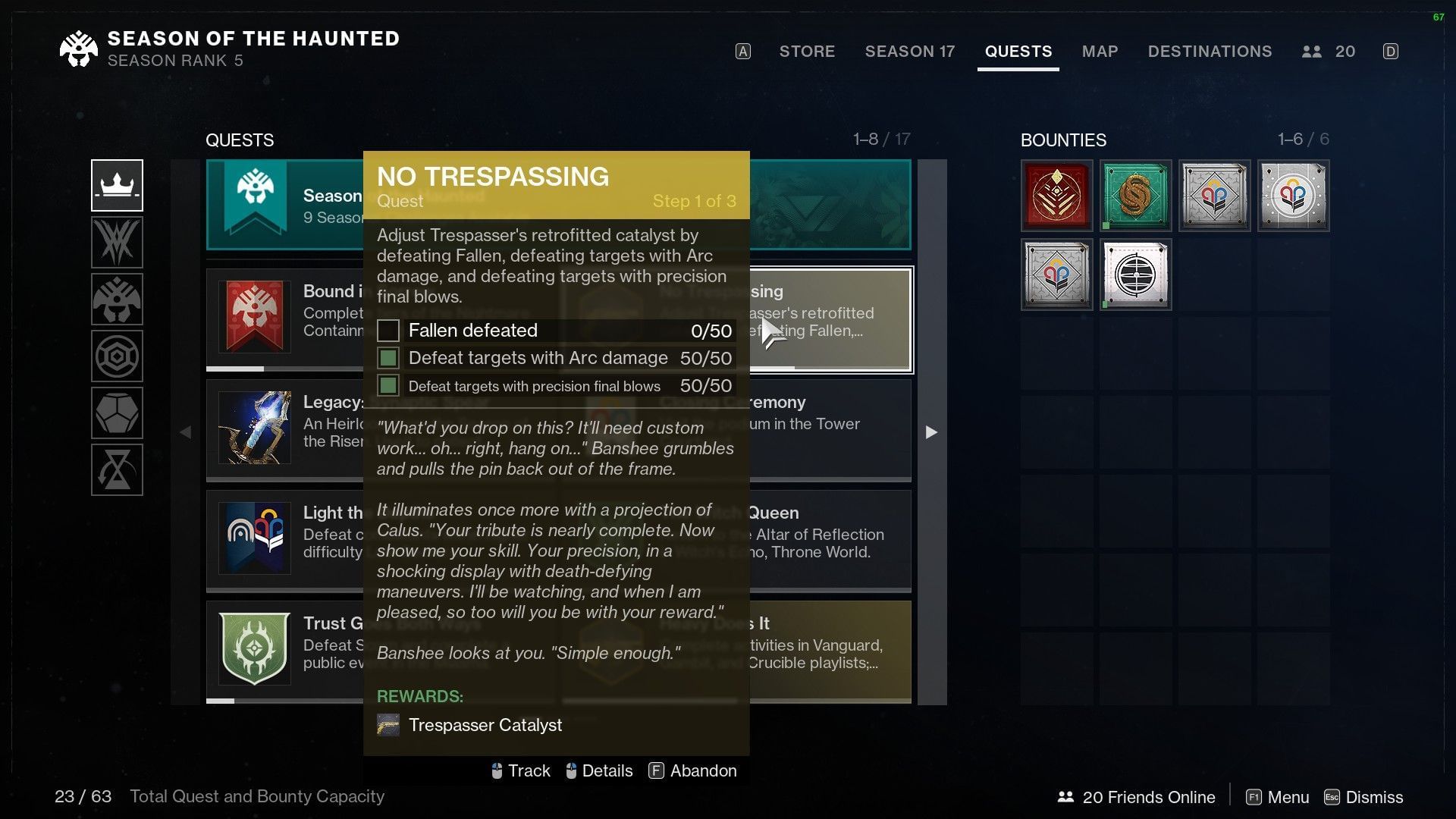 How to get the Trespasser catalyst in Destiny 2 Season of the Haunted