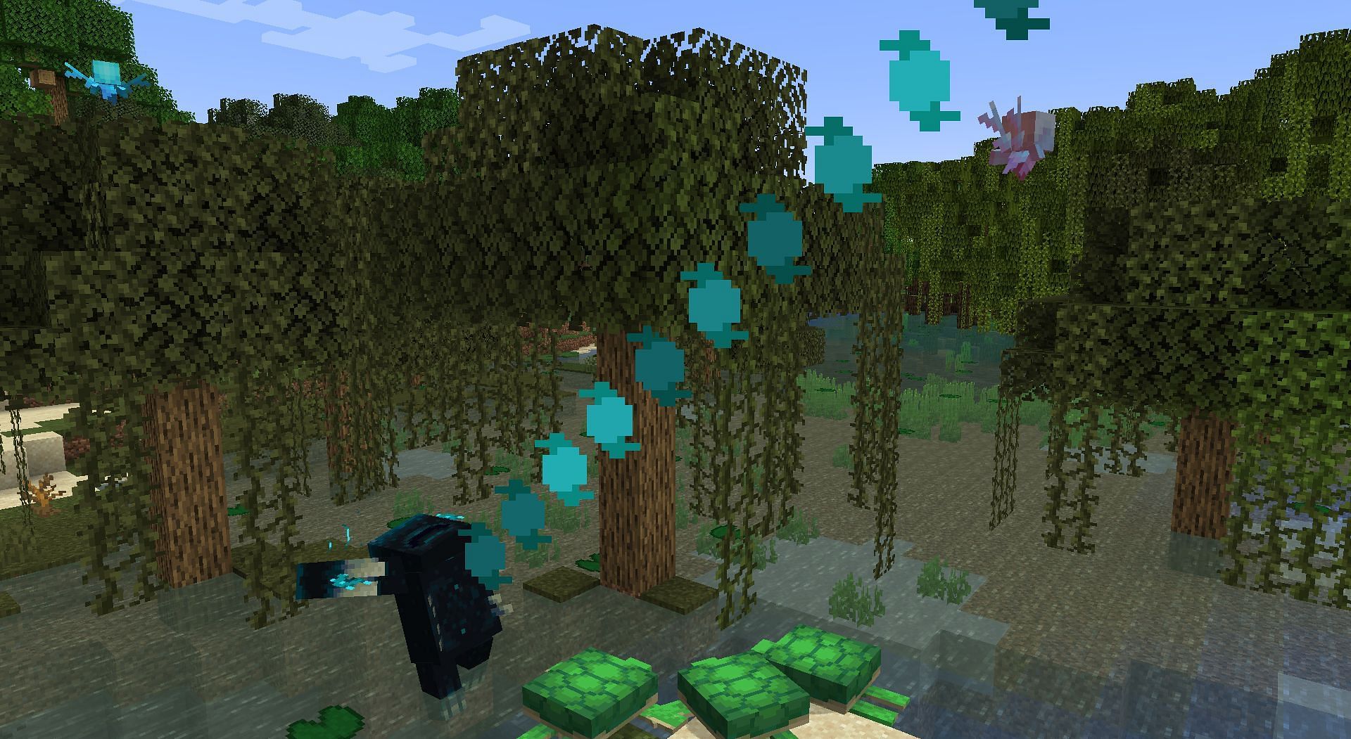 The beast is completely distracted by Allays (Image via Minecraft 1.19 snapshot)