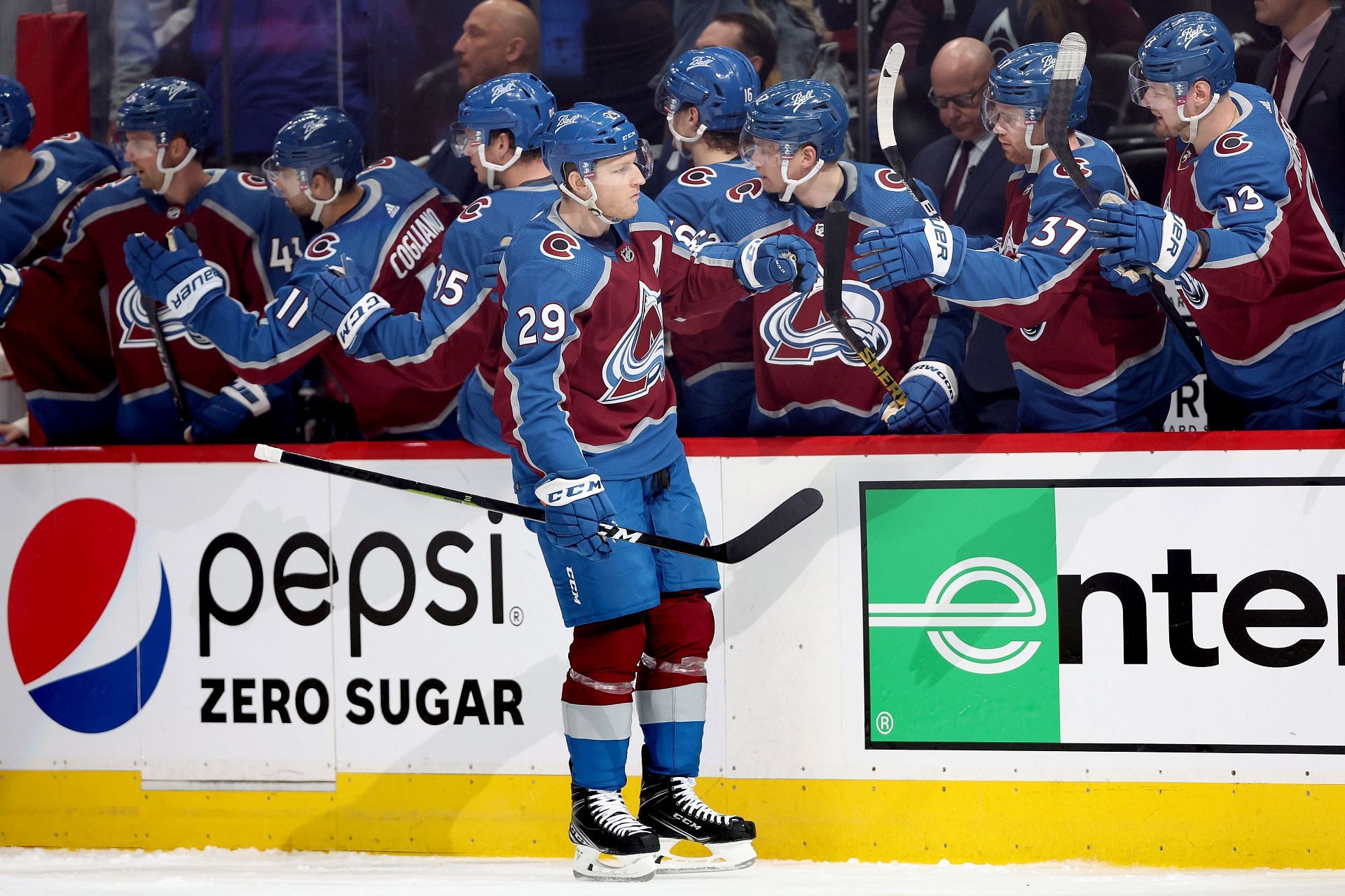 Nathan Mackinnon leads his team with four goals in this series.