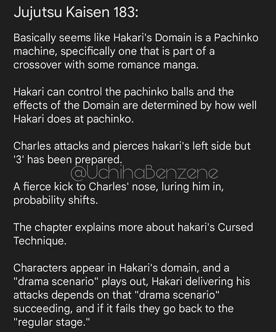 Jujutsu Kaisen Chapter 183 Spoilers: Hakari’s Domain is revealed to be
