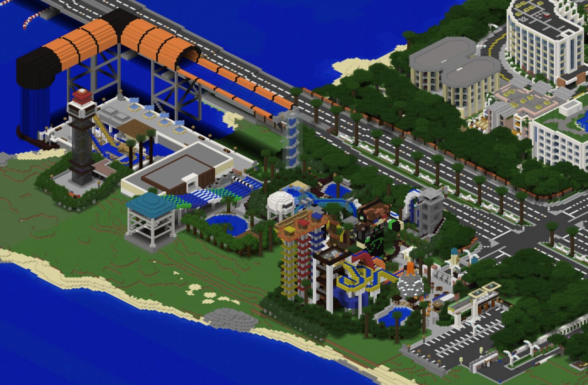 The size of this water park is astonishing (Image via TheTekkitRealm/PlanetMinecraft)