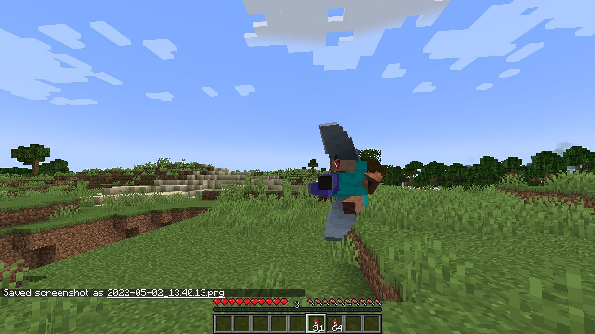 Turning just before landing drastically reduces speed (Image via Minecraft)