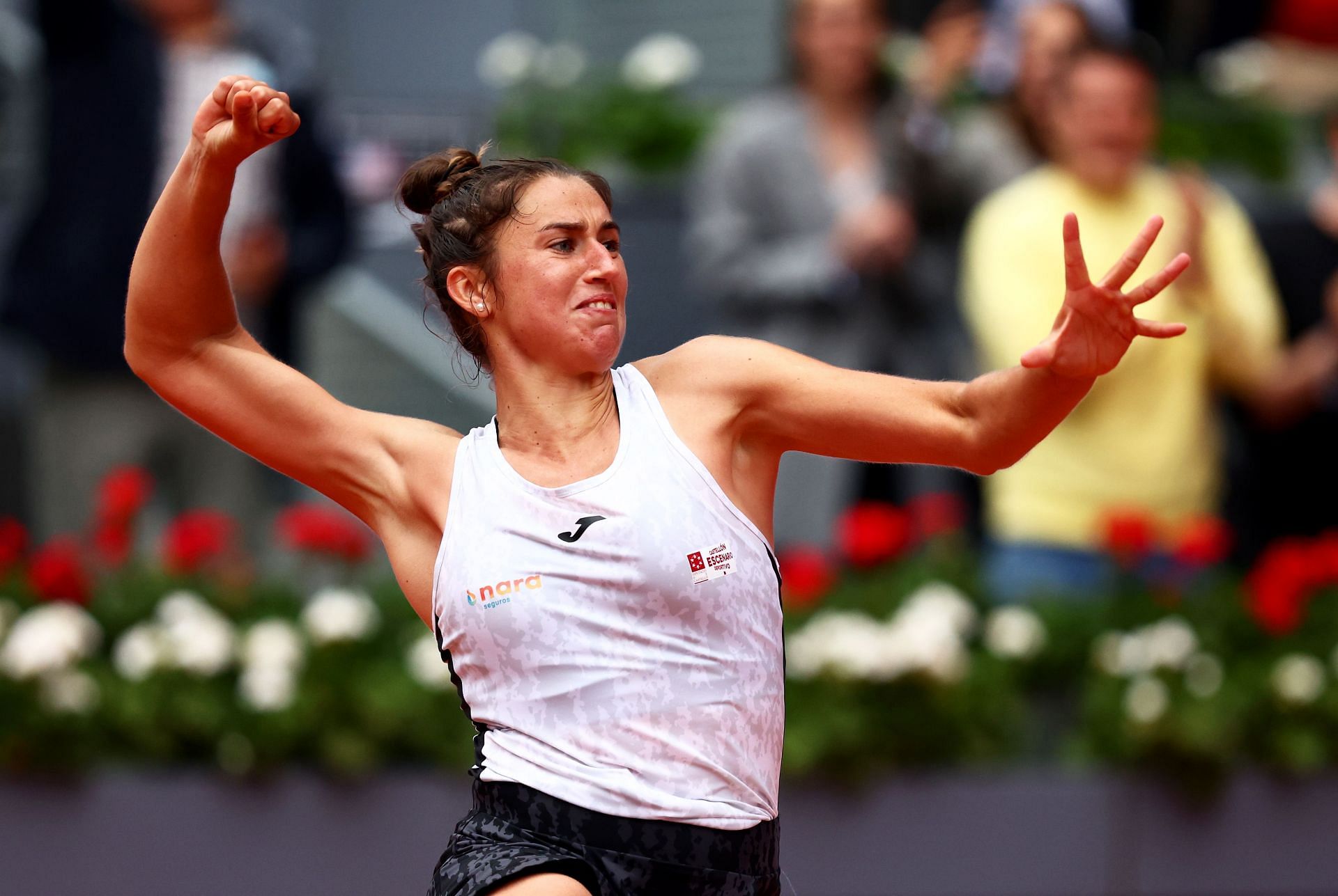 Sorribes Tormo celebrates her third-round win at the Madrid Open