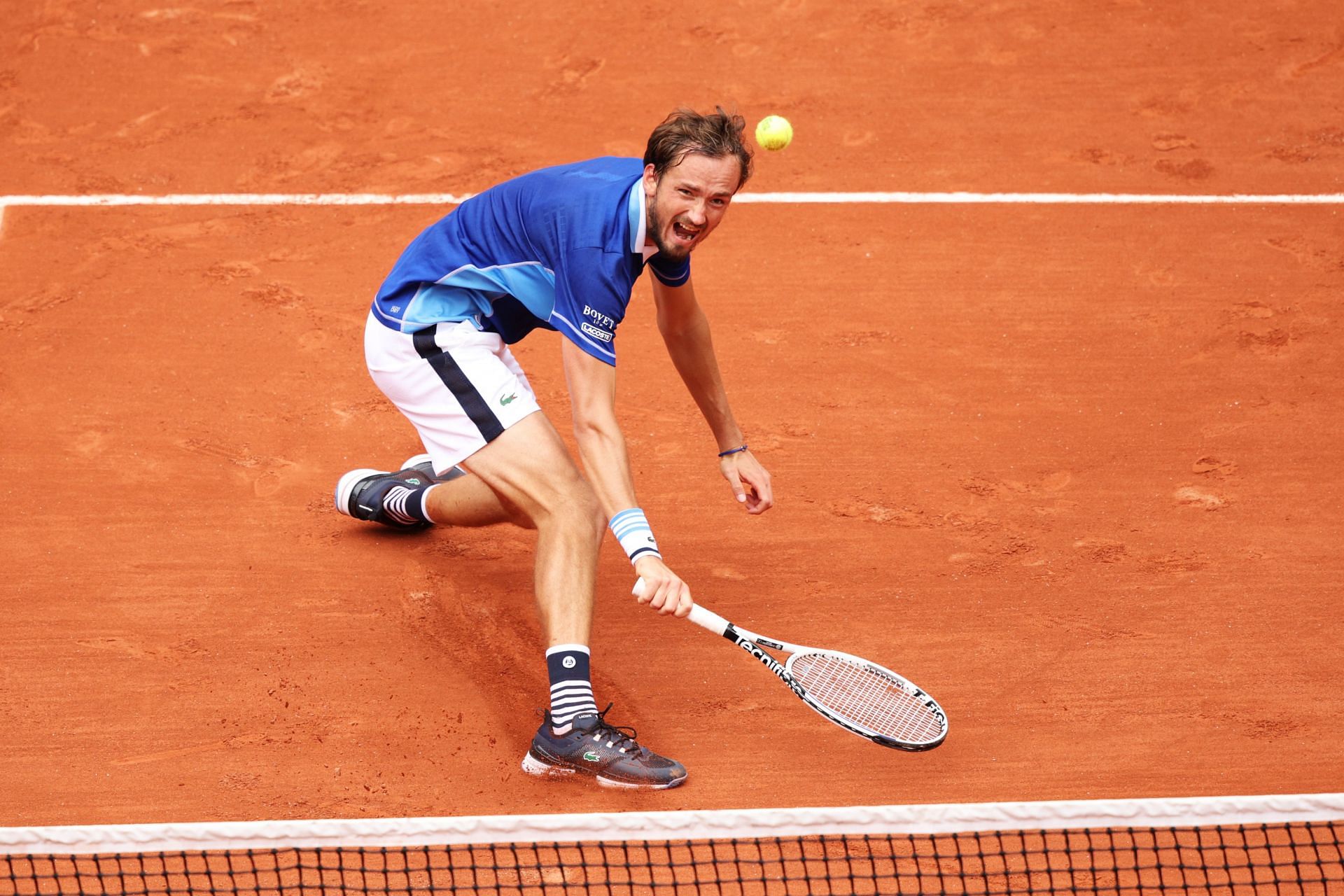 Medvedev in action at Roland Garros