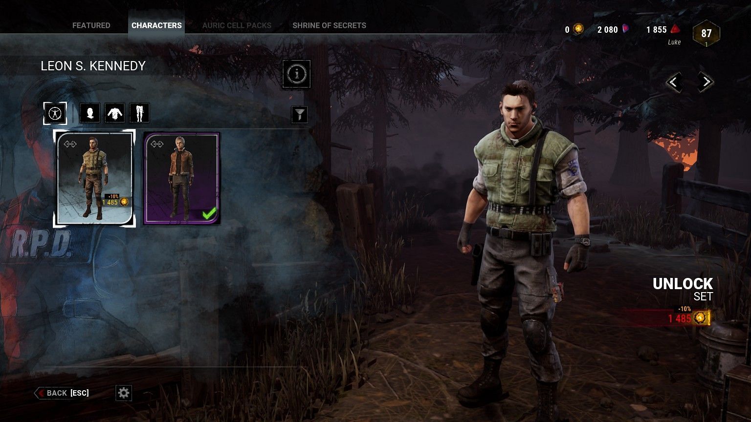 All Leon Kennedy outfits in Dead by Daylight