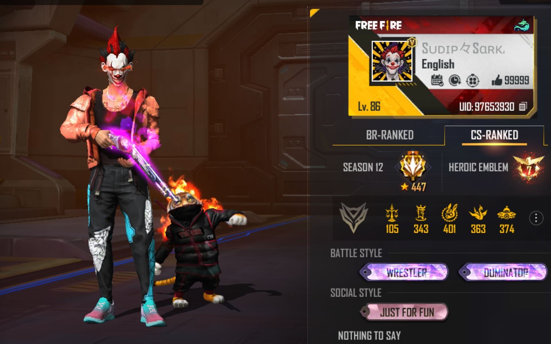 Sudip Sarkar s Free Fire ID K/D ratio stats rank and YouTube income