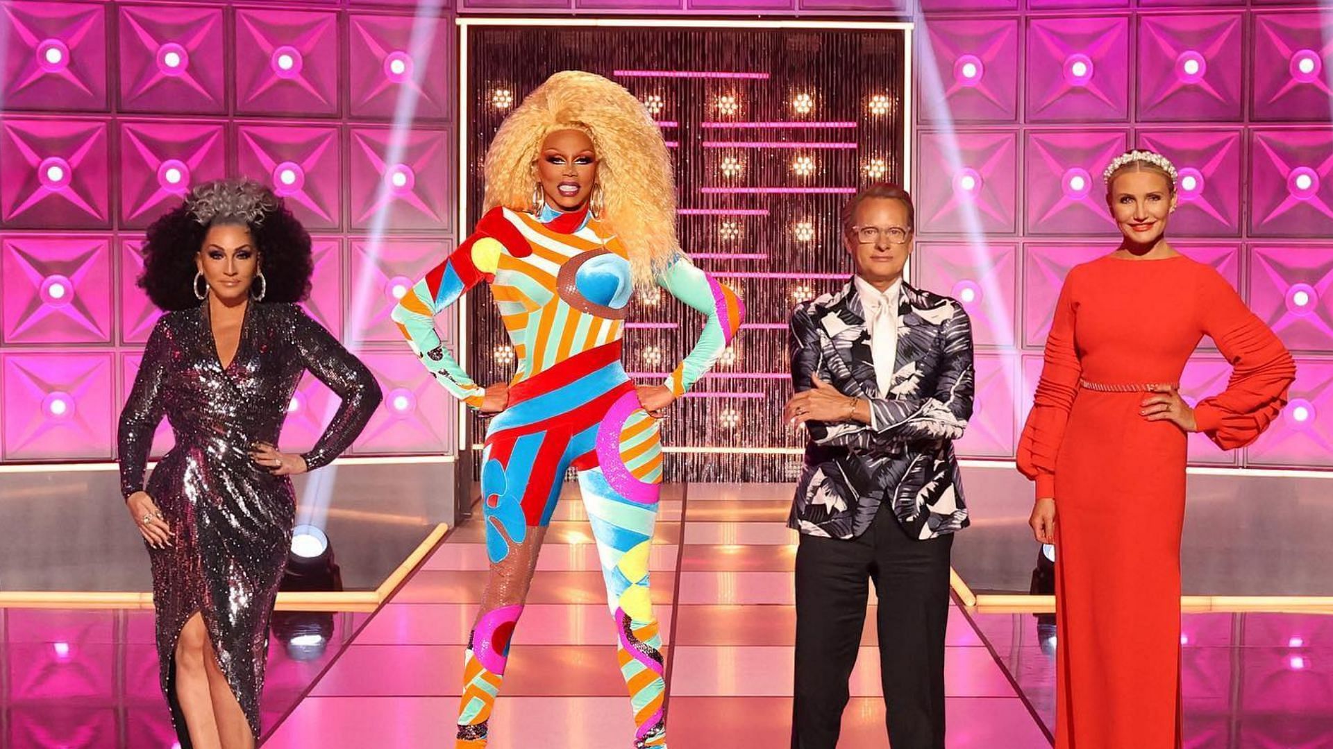 RuPaul&#039;s Drag Race All Stars 7 judges Michelle Visage, RuPaul Charles, Carson Kressley and Cameron Diaz (Image via rupaulsdragrace/Instagram)
