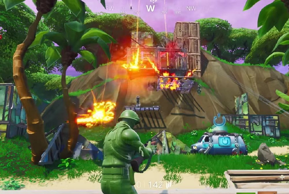 The damage caused by Air Strike (Image via Fortnite on YouTube)