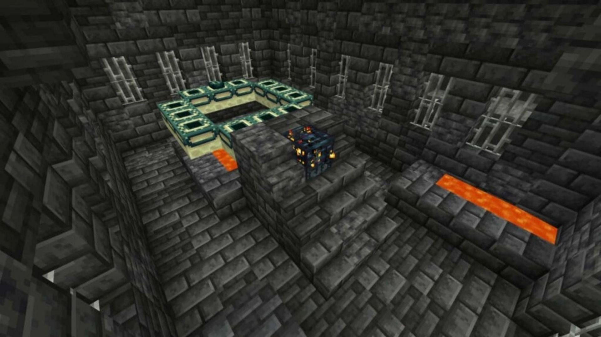 Stronghold spawners are always found in the End portal room (Image via Minecraft Wiki)