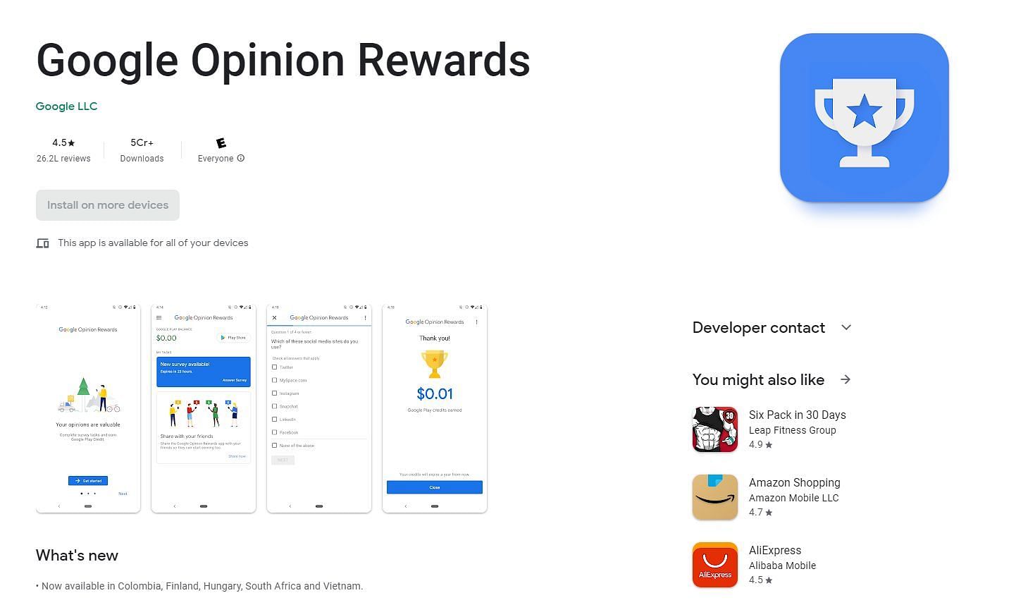 Google Opinion Rewards is the best option accessible to the players (Image via Google Play Store)