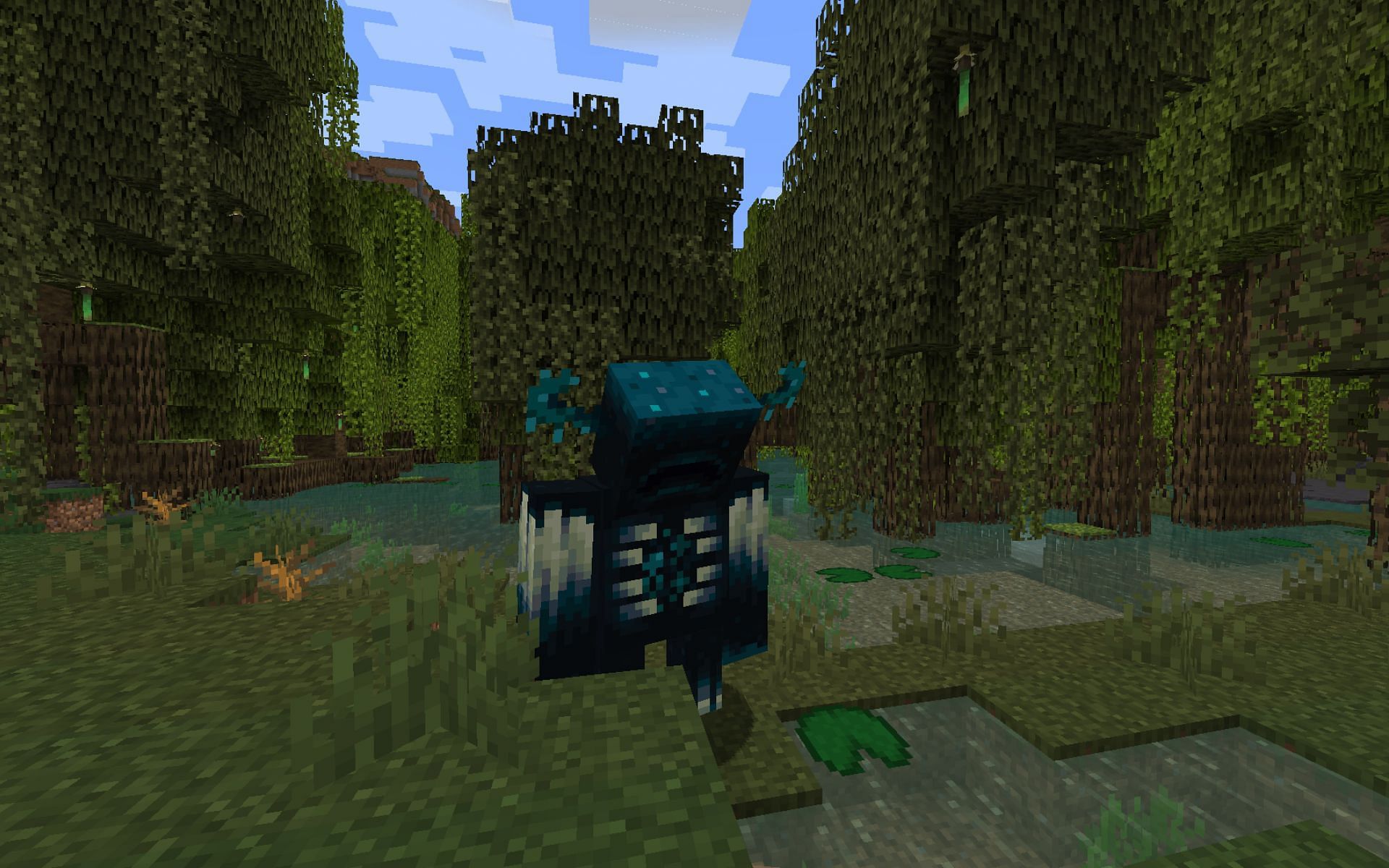 The Warden manually spawned in a Mangrove Swamp (Image via Minecraft 1.19 snapshot)
