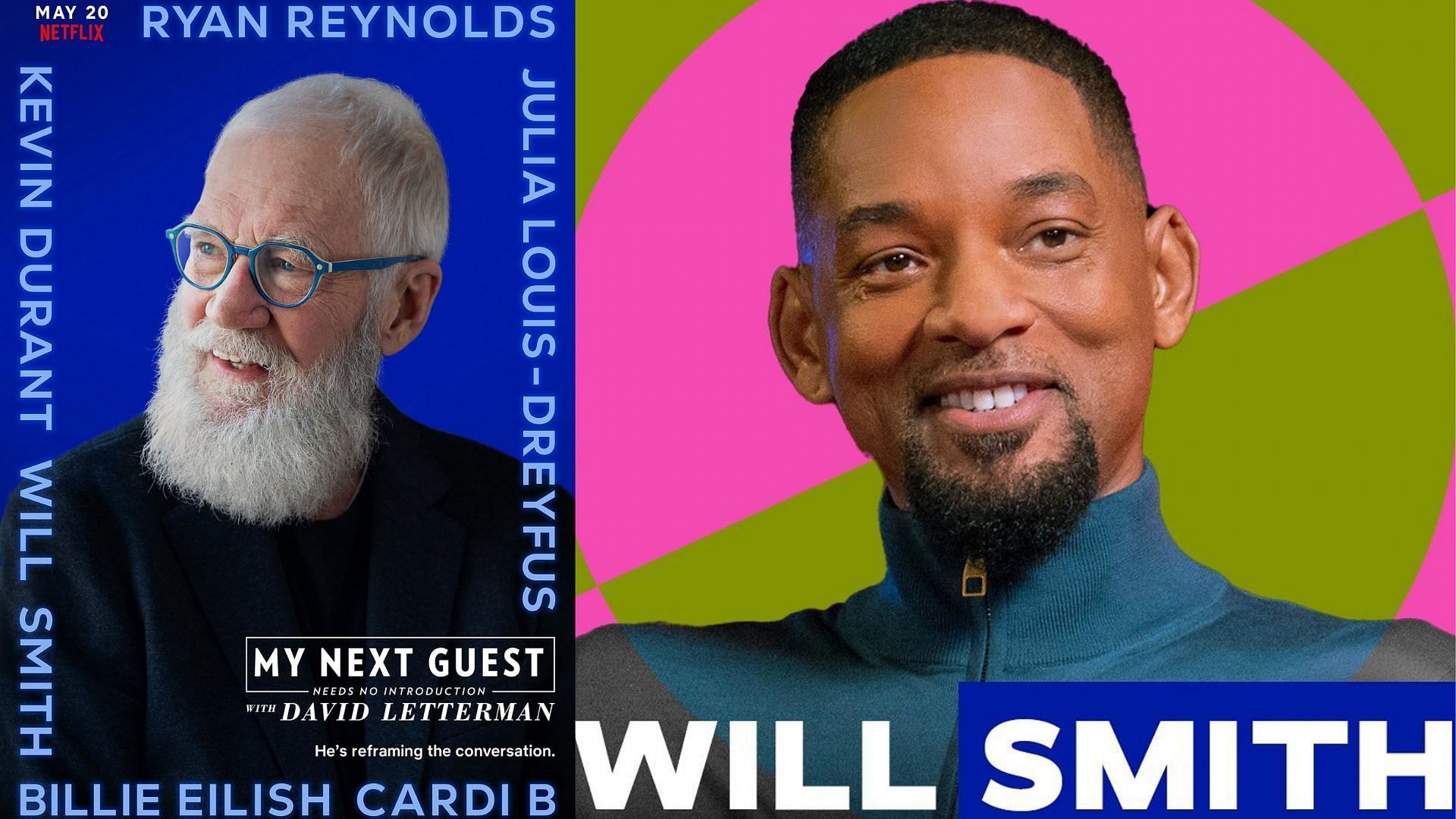 Will Smith makes an appearance on David Letterman&#039;s My Next Guest Needs No Introduction on Netflix (Image via @Letterman/Twitter, @letterman/Instagram)