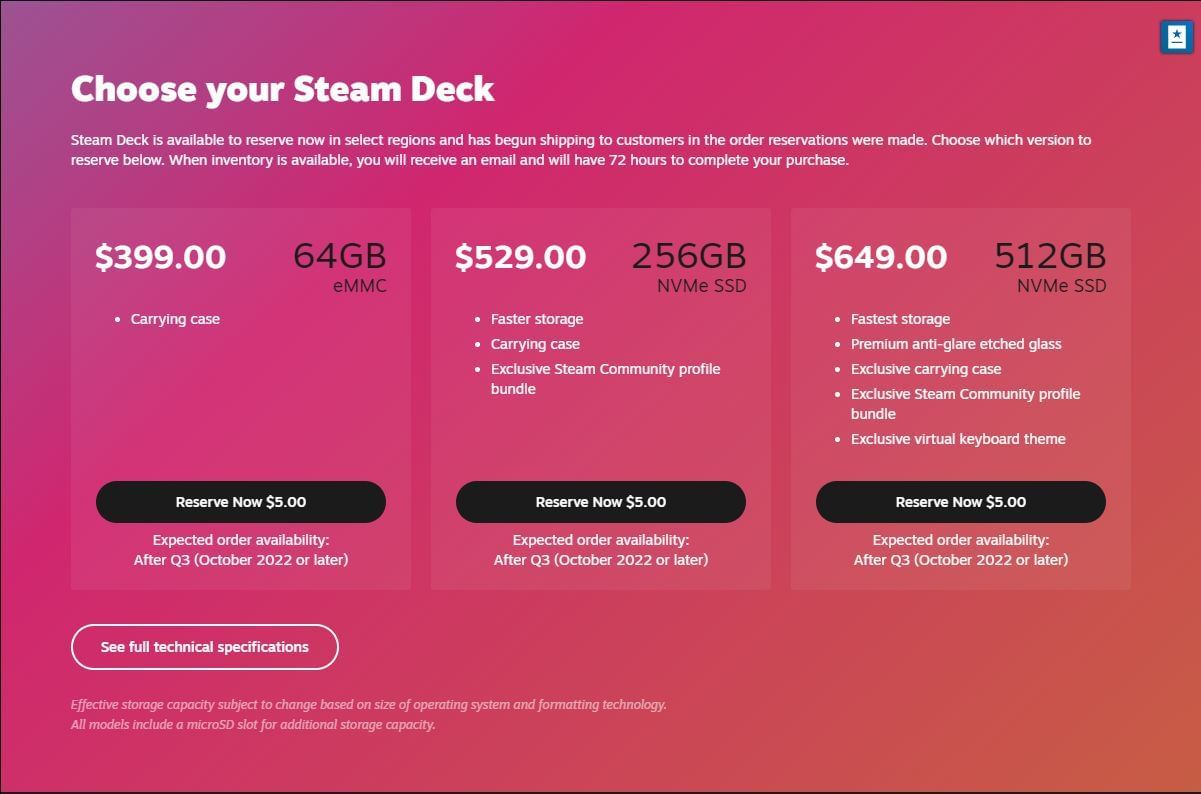 How to see the status of your Steam Deck order