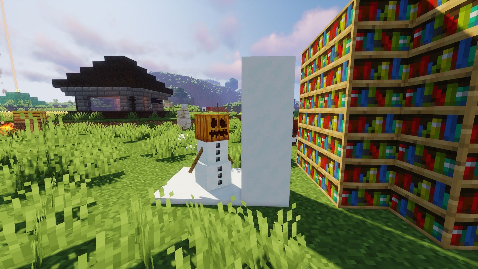 Three snow blocks compared to the size of a snow golem (Image via Minecraft)