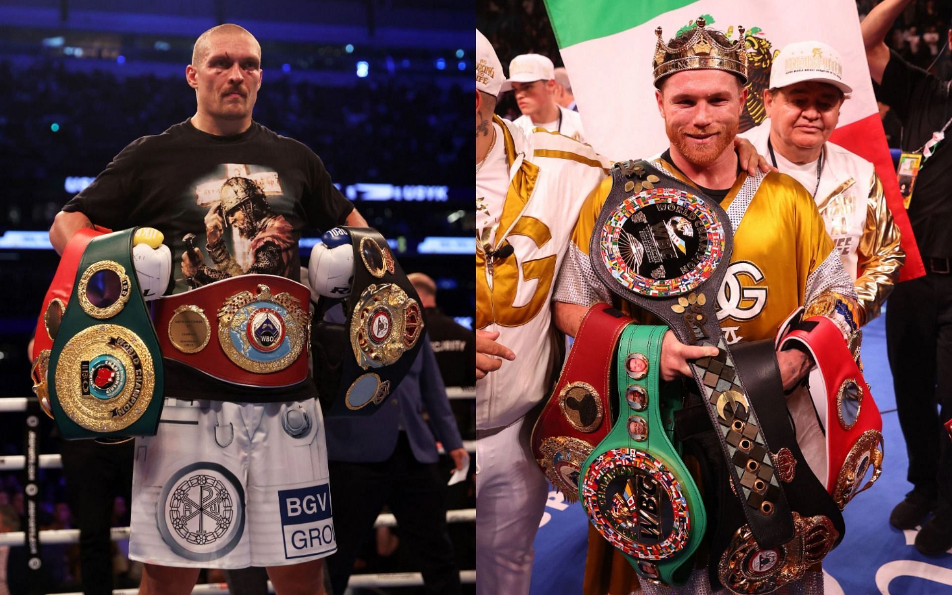 Oleksandr Usyk (L) has revealed that he&#039;d be down to fight Canelo Alvarez (R) in the future.