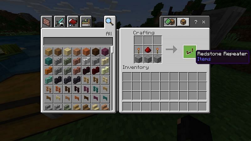 Crafting redstone repeater