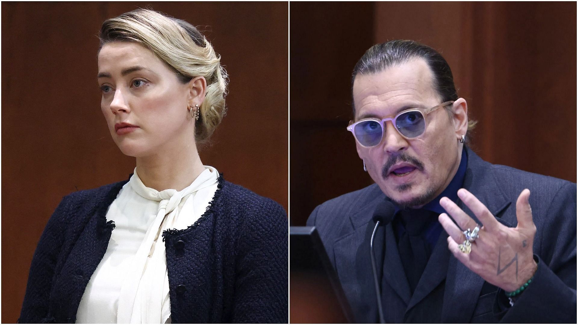 Amber Heard and Johnny Depp in the court (Image via Jim Lo Scalzo/POOL/AFP/Getty Images)