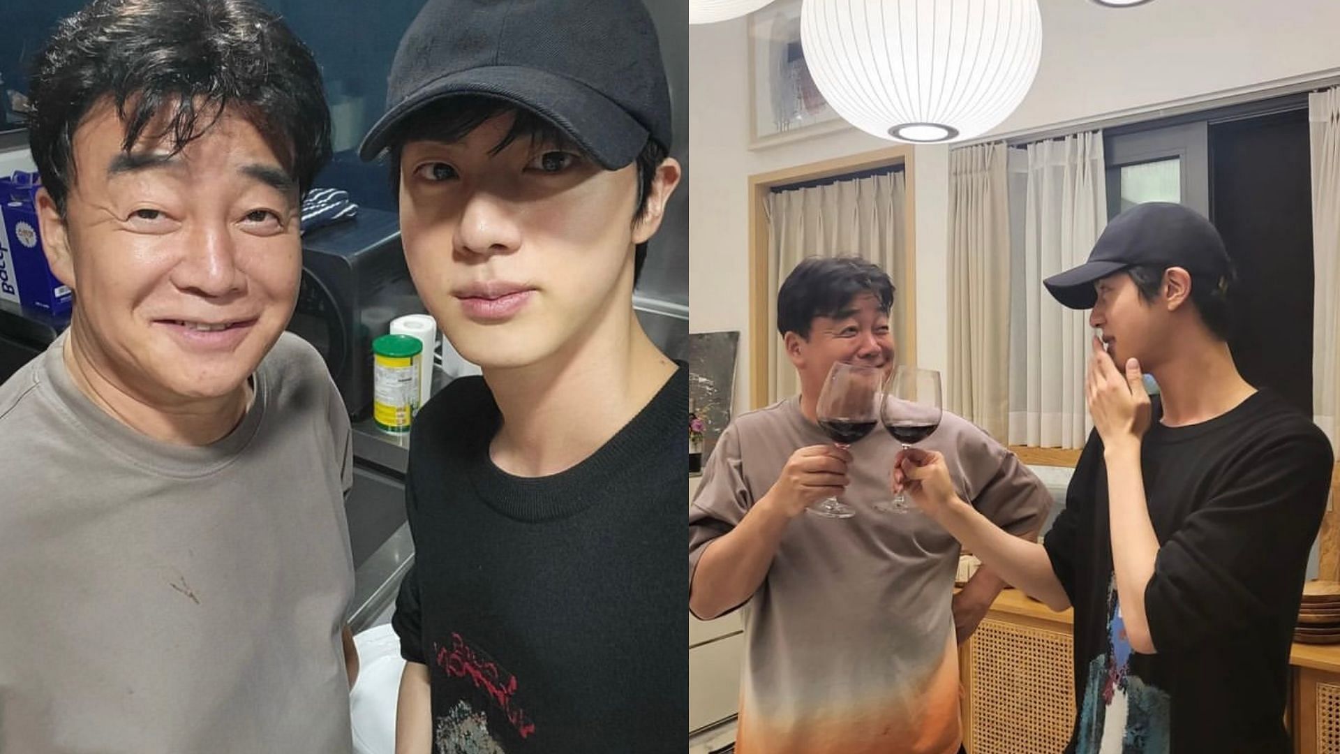 Jin catches up chef Baek Jong Won for a delicious meal (Image via @jin/Instagram)
