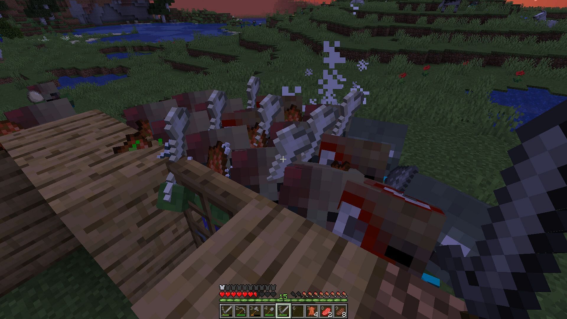 A player defending against the zombie apocalypse (Image via planetminecraft.com)