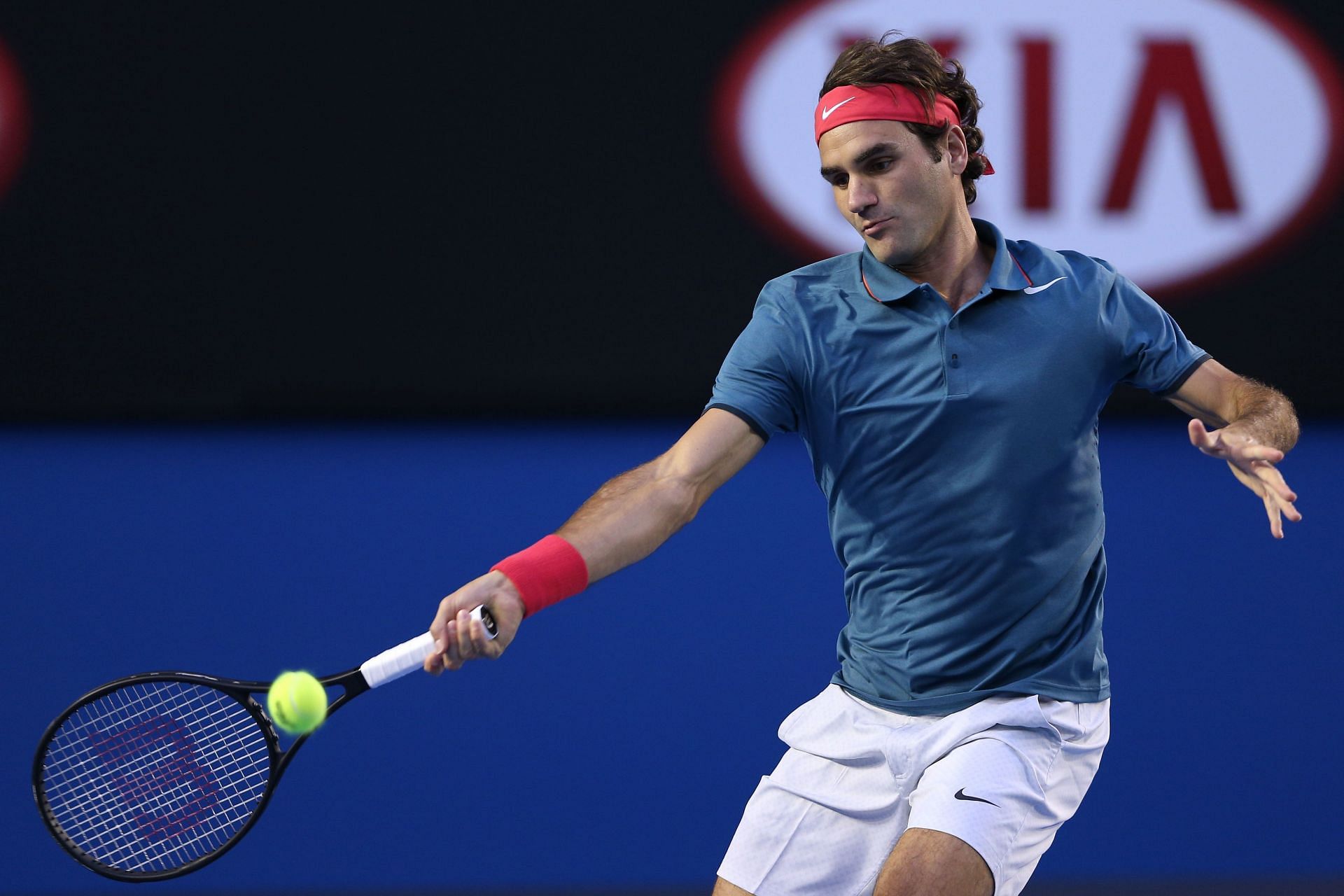 Roger Federer during his match with Rafael Nadal at the 2014 Australian Open