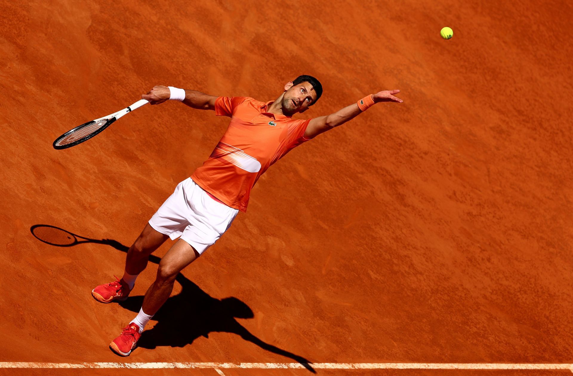 Novak Djokovic in action at the 2022 Mutua Madrid Open - Day 10