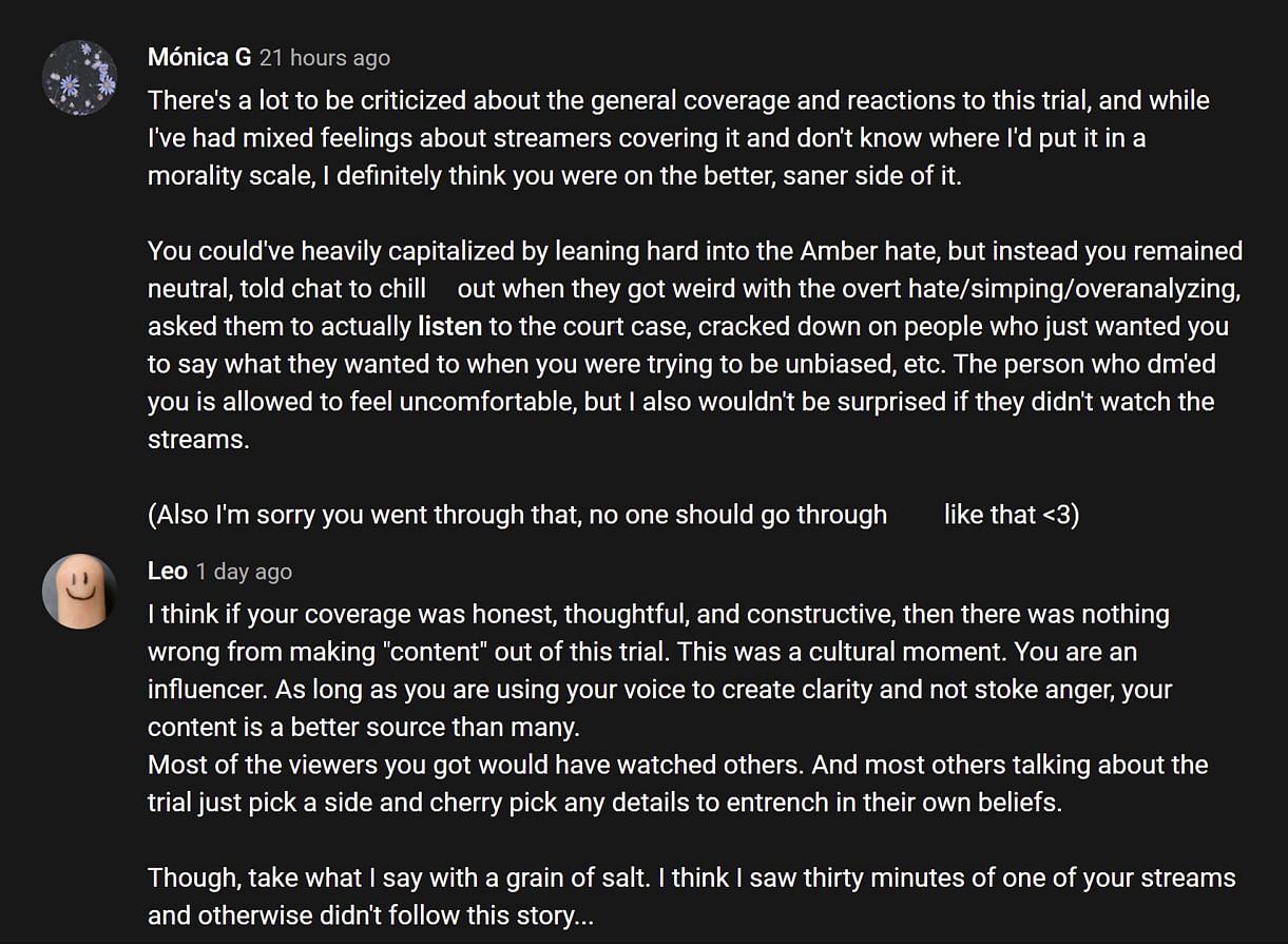 Fans reacting to the streamer&#039;s take 2/2 (Images via Mogul Mail/YouTube)