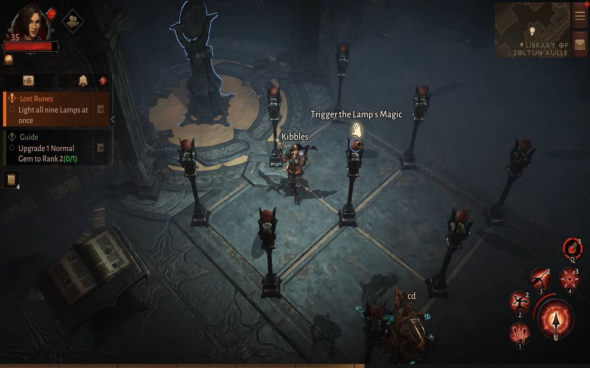 Light all 9 lamps at once diablo immortal