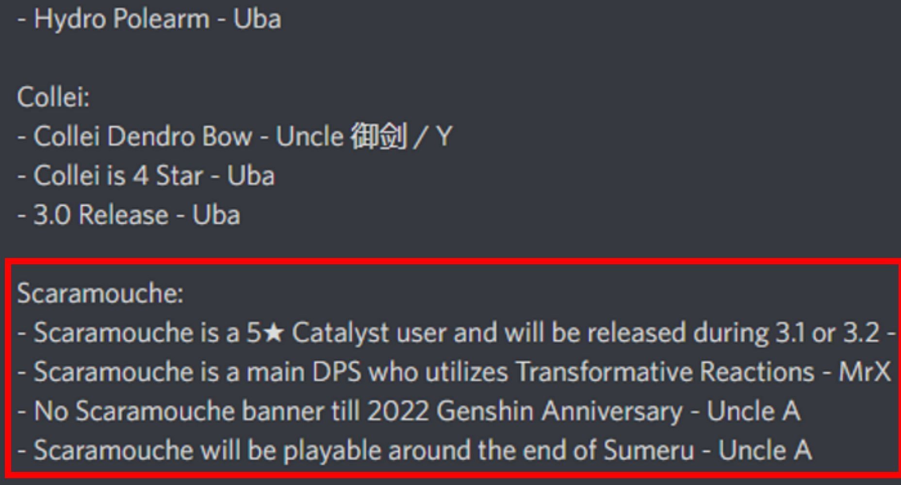 Scaramouche will apparently become playable sometime in Sumeru (Image via Wangsheng Funeral Parlor Discord)