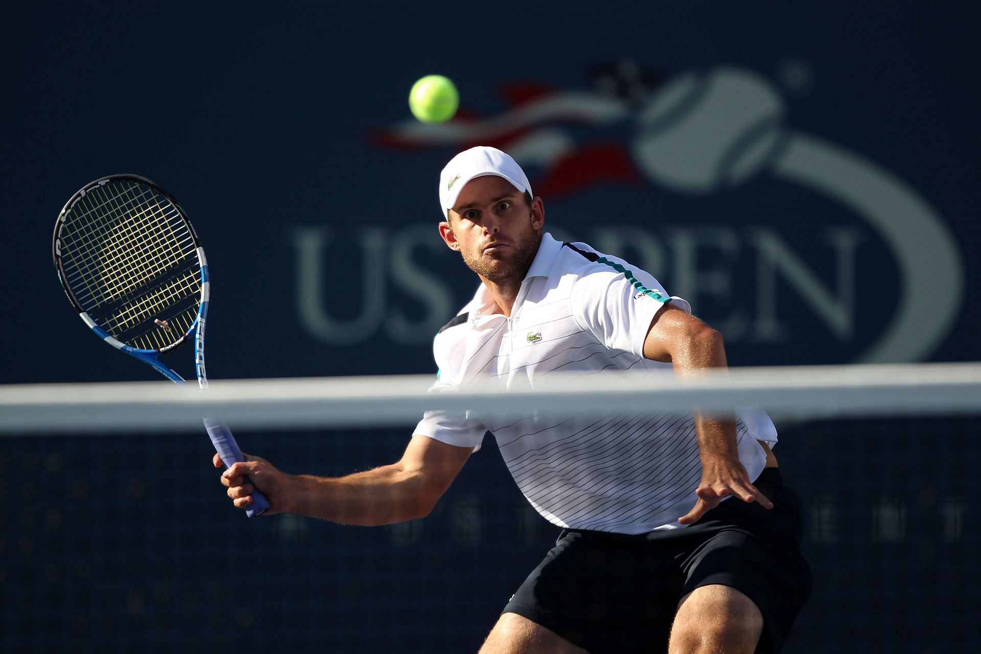 Roddick in action against Rafael Nadal at the 2011 US Open
