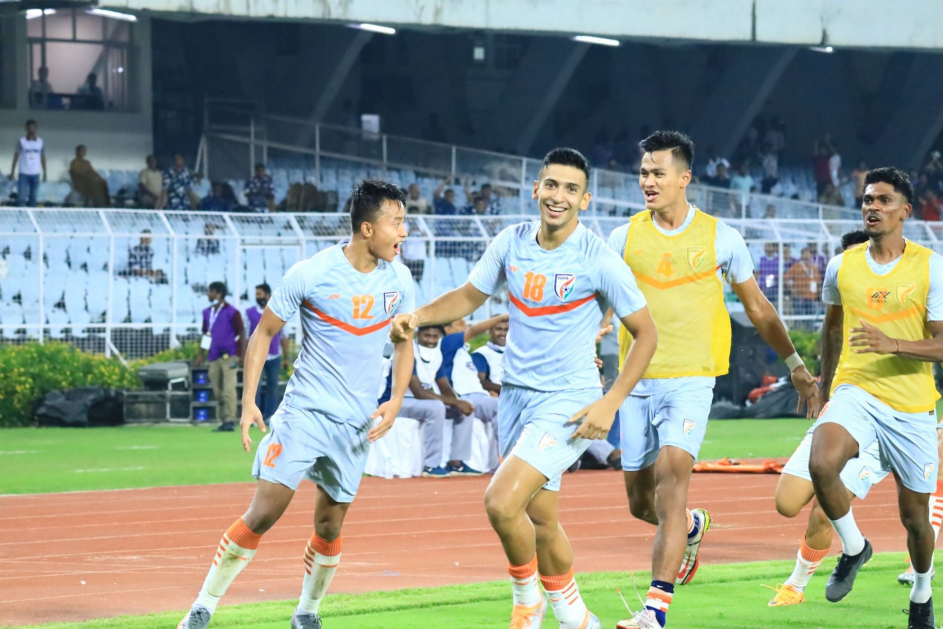 Sahal&#039;s late strike secured the victory for India (Image courtesy: AIFF Media)