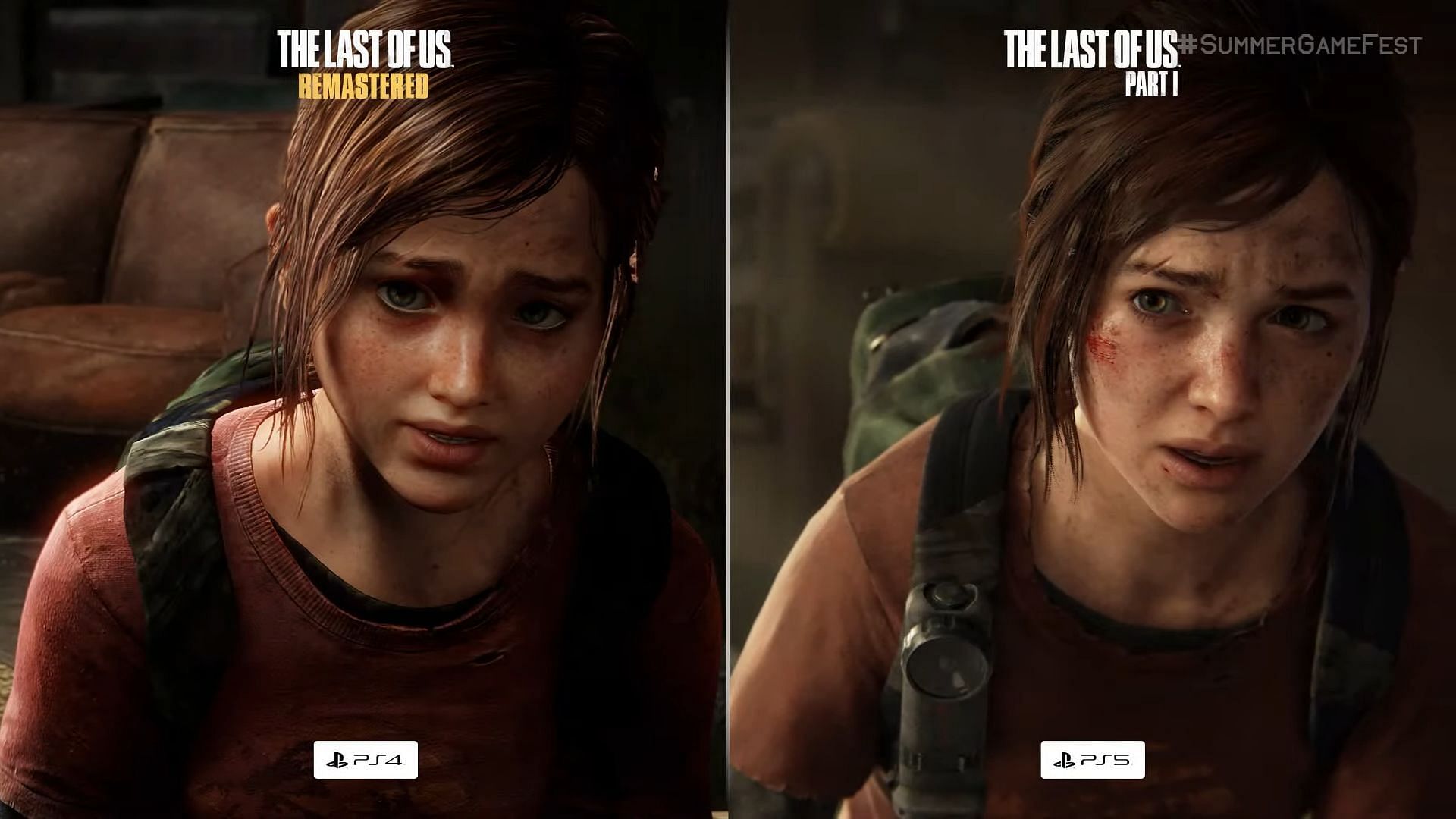 Comparison shot of the remake vs the original featuring Ellie (Image via Naughty Dog)