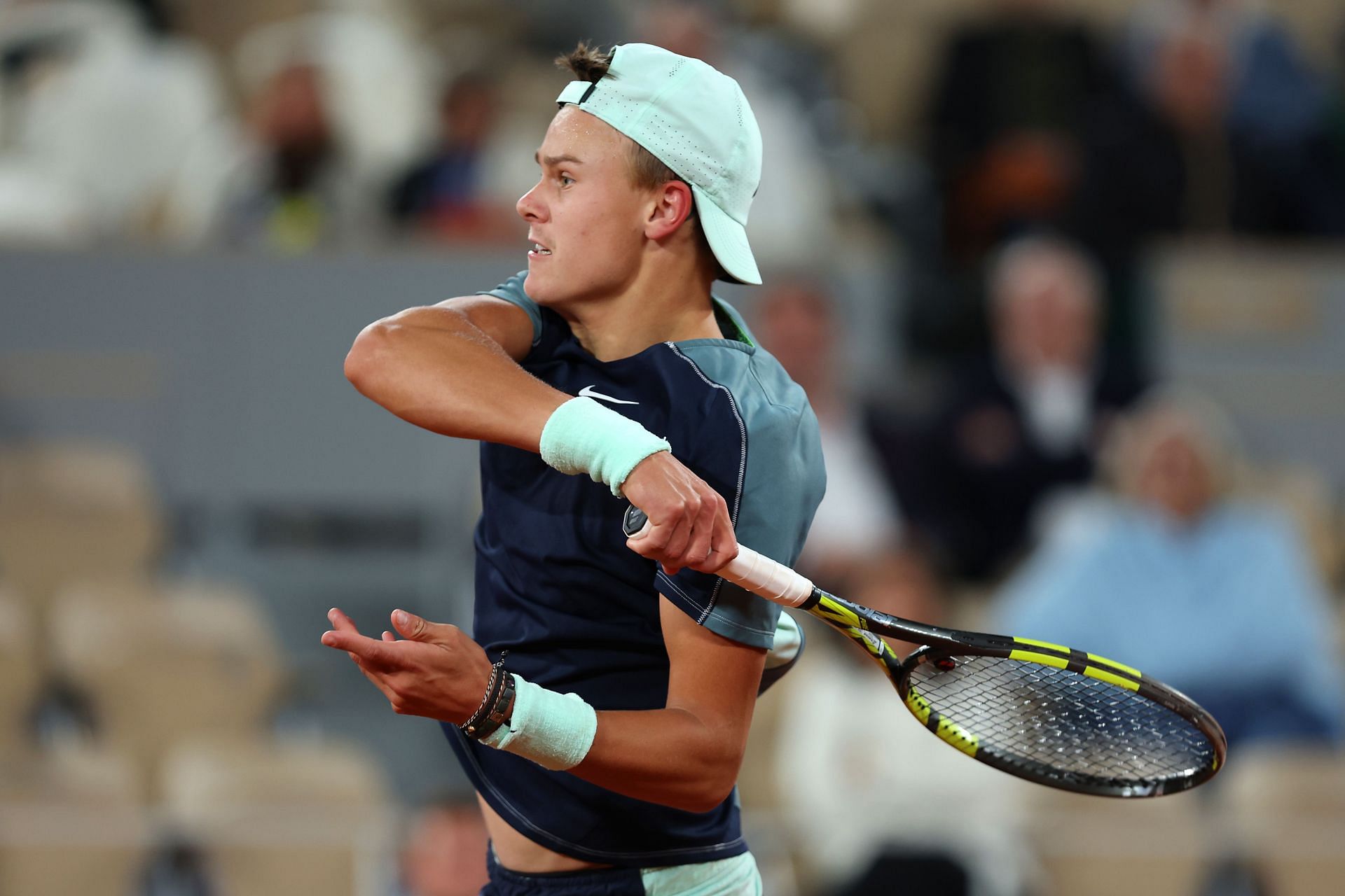 Rune during his quarterfinal encounter at the 2022 French Open.