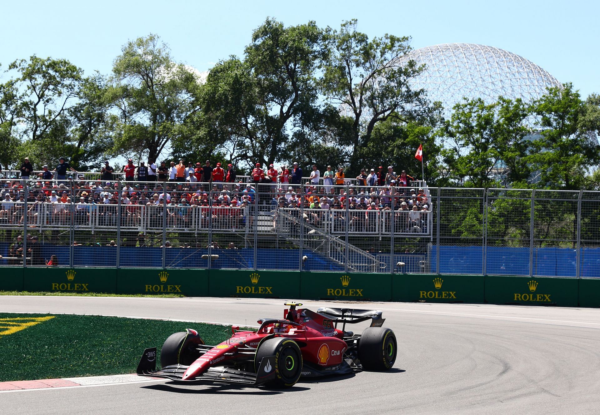 Ferrari driver Carlos Sainz in action during the 2022 F1 Canadian GP. (Photo by Clive Rose/Getty Images)