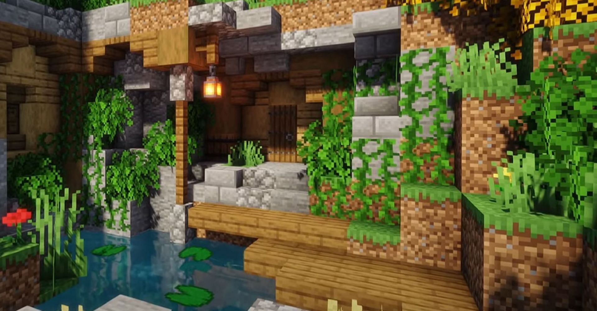 This home design has a very rustic, overgrown feel (Image via Krizzta/YouTube)