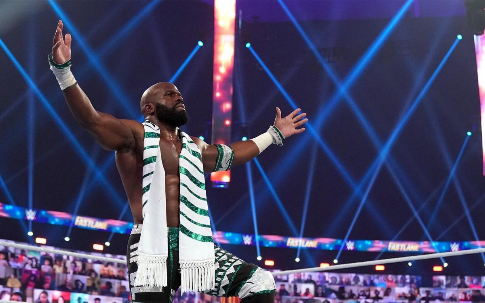 Apollo Crews following his match for the Intercontinental Championship
