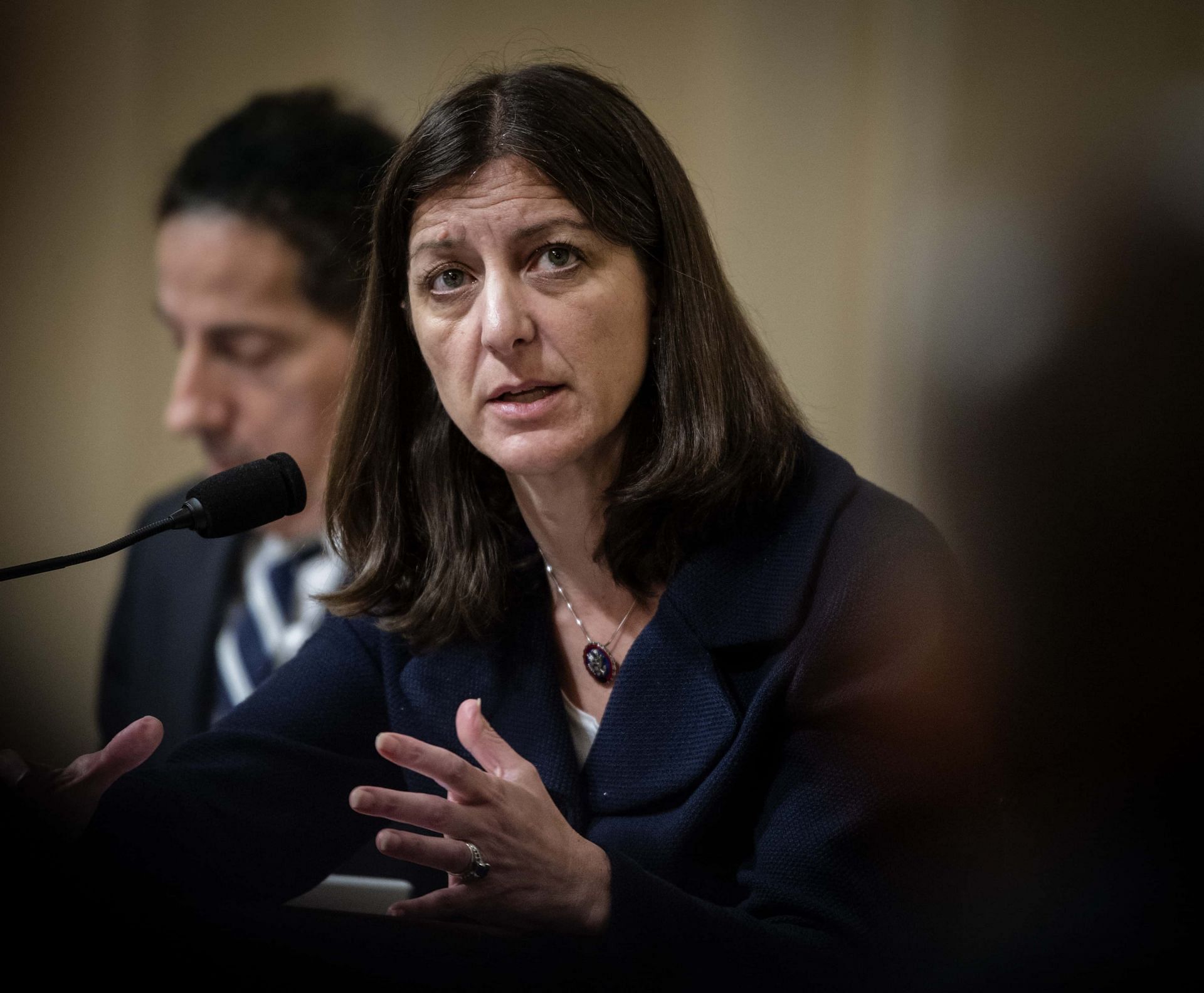 Elaine Luria at a hearing investigating the Capitol Riots (Image Bill O&#039;Leary-Pool/Getty Images)