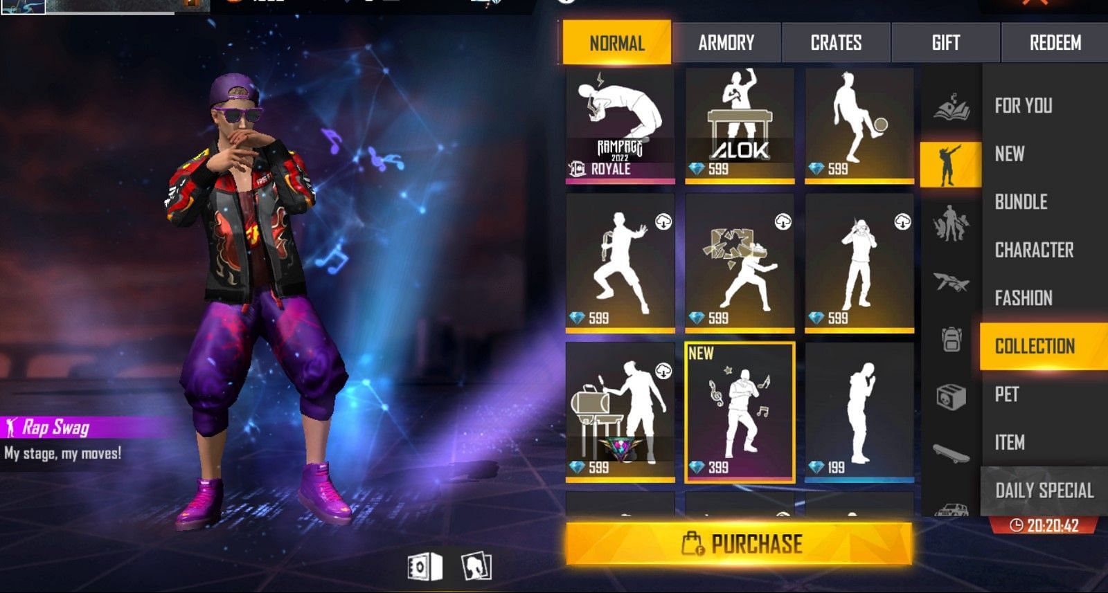 free fire max all emote